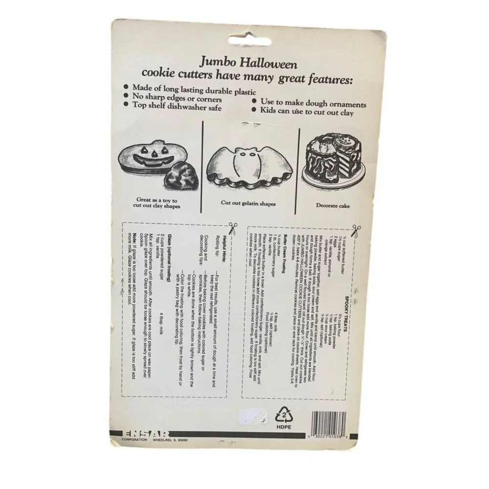 Jumbo Halloween Cookie Cutters Pumpkin‎ Bat Shapes Durable Plastic Made In USA